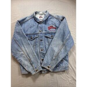 Vintage Planet Hollywood Jacket Mens Large Denim Las Vegas Embroidered Coat 90s